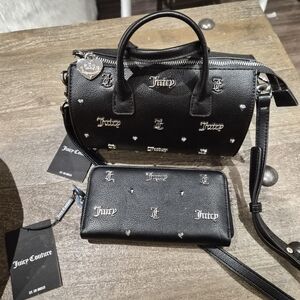 Juicy Couture Black Studded Satchel and Wallet
